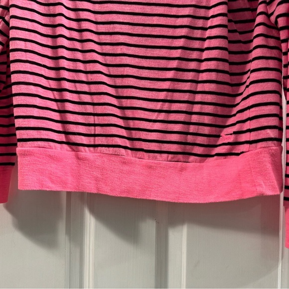 Victorias Secret PINK long sleeve pink black striped top - Picture 2 of 5